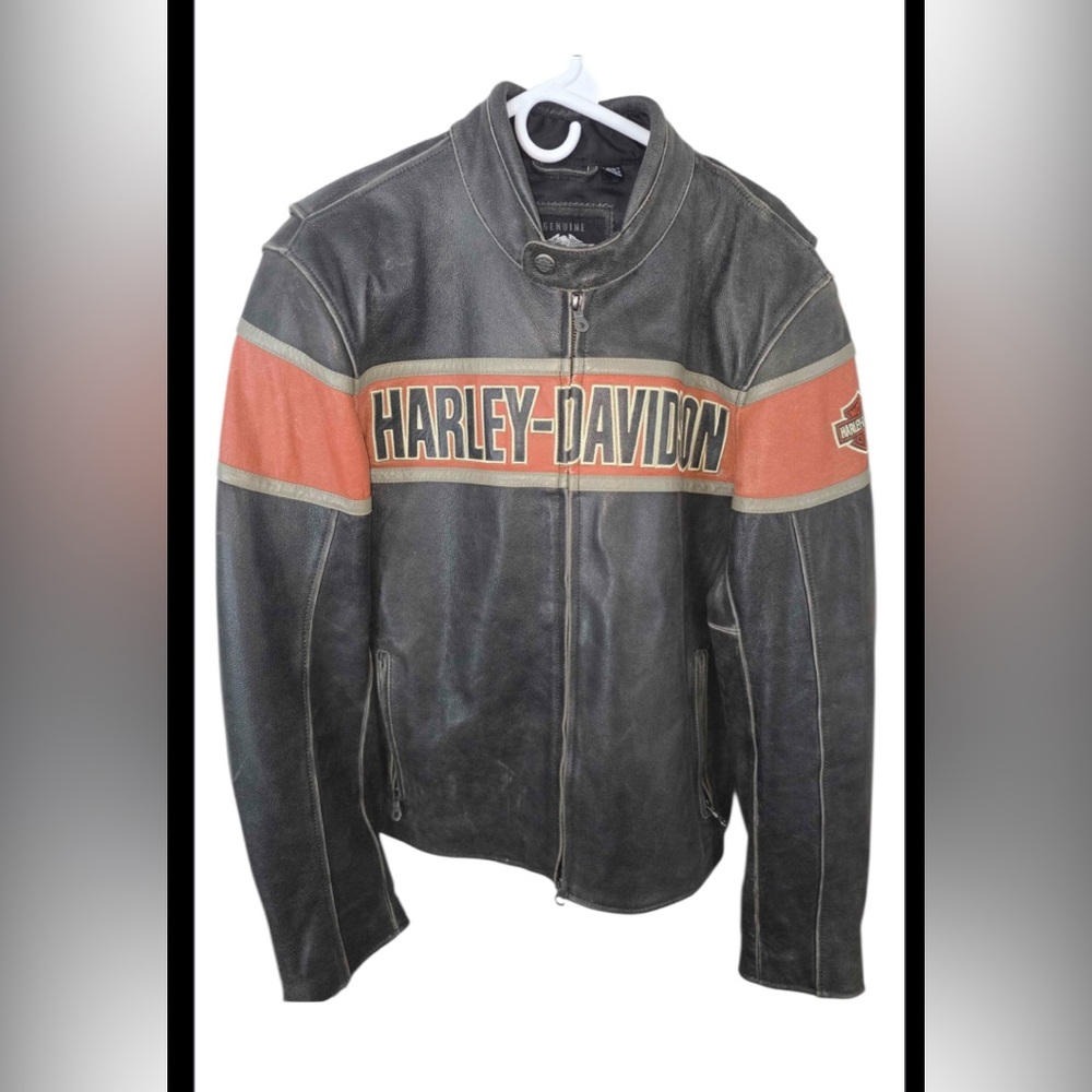 Harley Davidson Men's Victory Lane Black Biker Distressed Leather Jacket